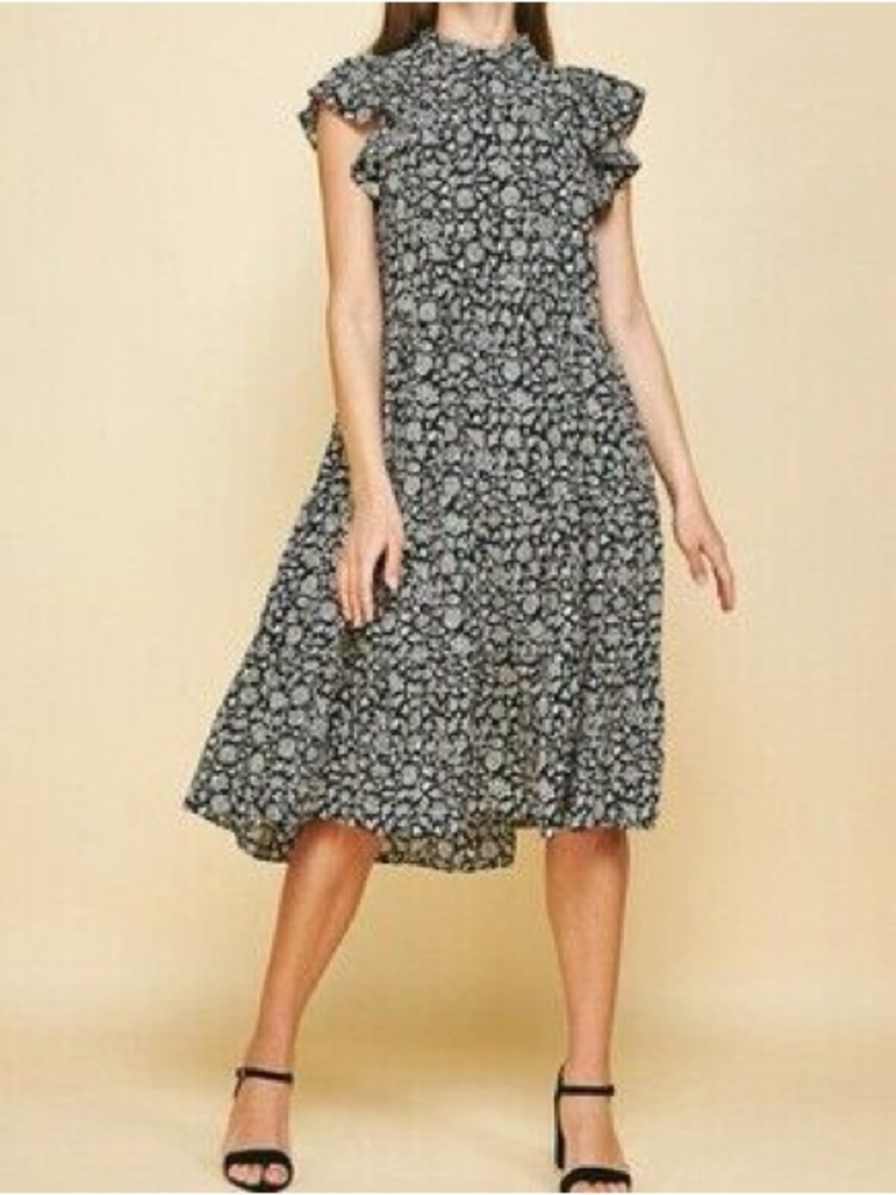 Pinch Black White Floral Midi Dress
